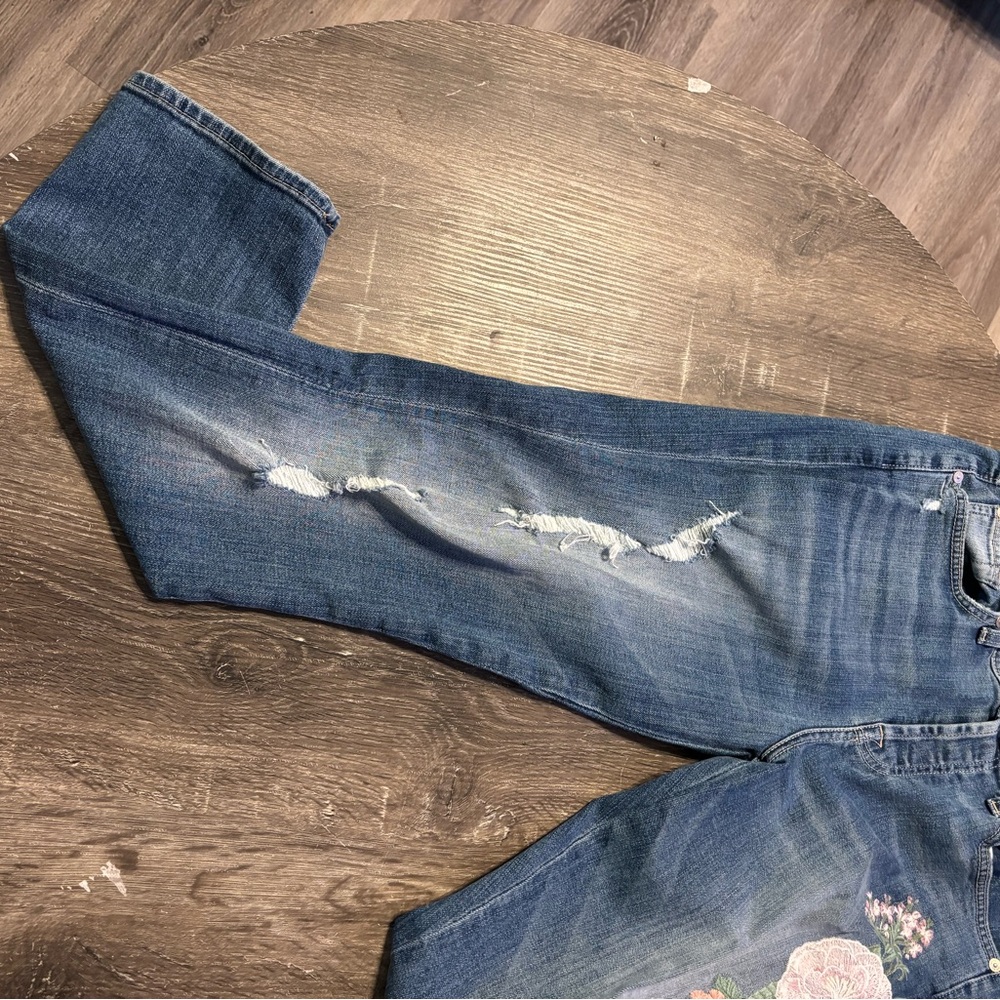 7 for all Mankind Women’s Blue Embroidered Skinny Jeans Size 27 - Picture 3 of 10